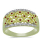 Anillo de Plata Bañada en Oro con Diamante Rojo y Diamante blanco