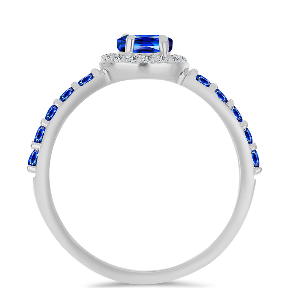 Anillo de Plata con Zafiro Azul Australiano y Topacio Blanco 2 