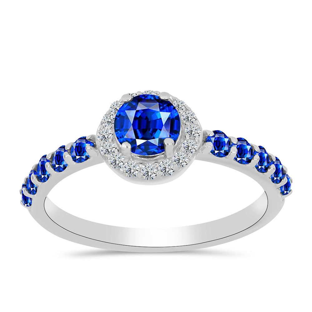 Anillo de Plata con Zafiro Azul Australiano y Topacio Blanco