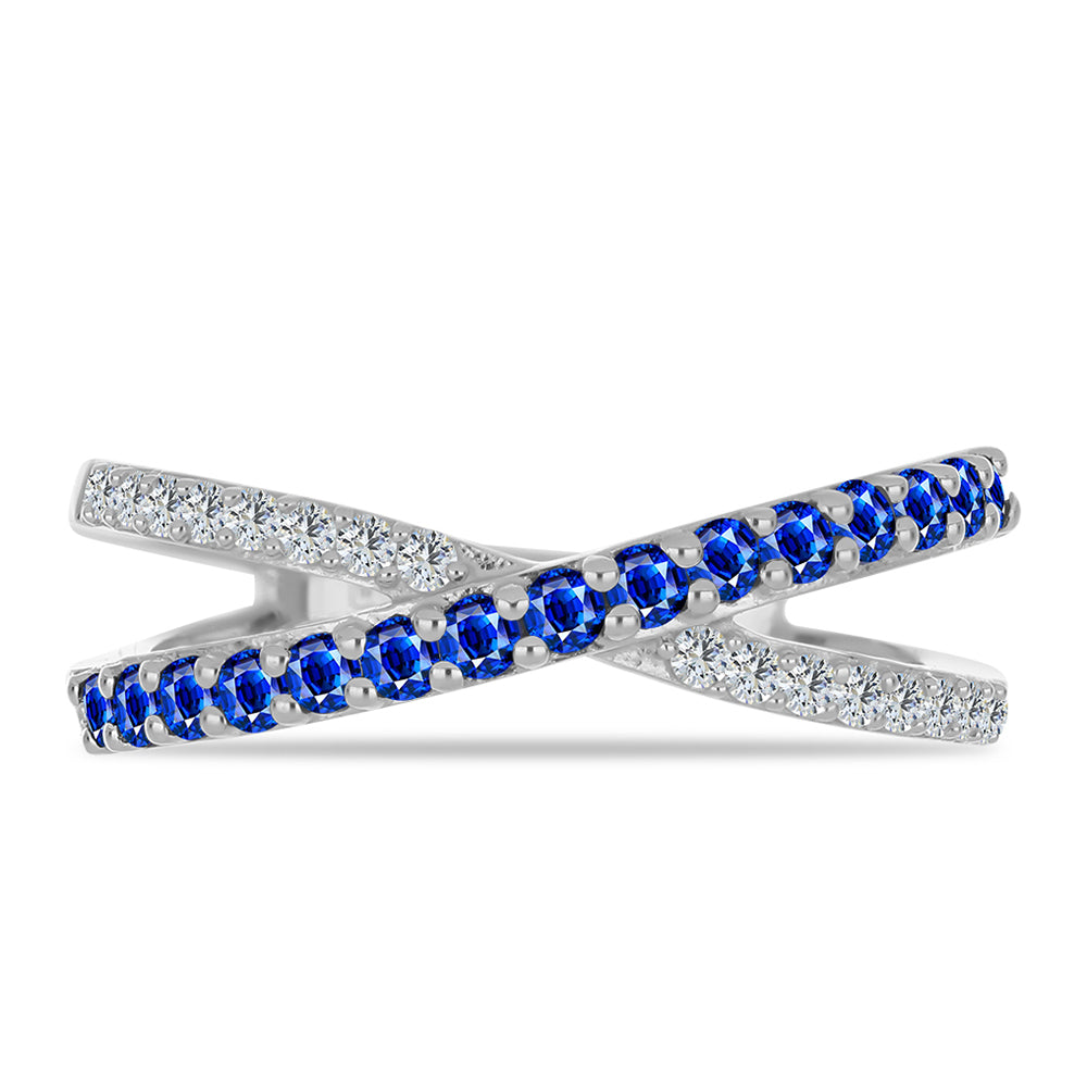 Anillo de Plata con Zafiro Azul Australiano y Topacio Blanco
