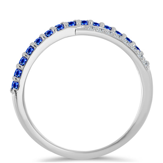 Anillo de Plata con Zafiro Azul Australiano y Topacio Blanco