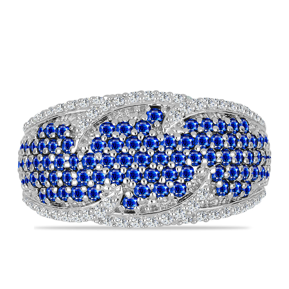 Anillo de Plata con Zafiro Azul Australiano y Topacio Blanco