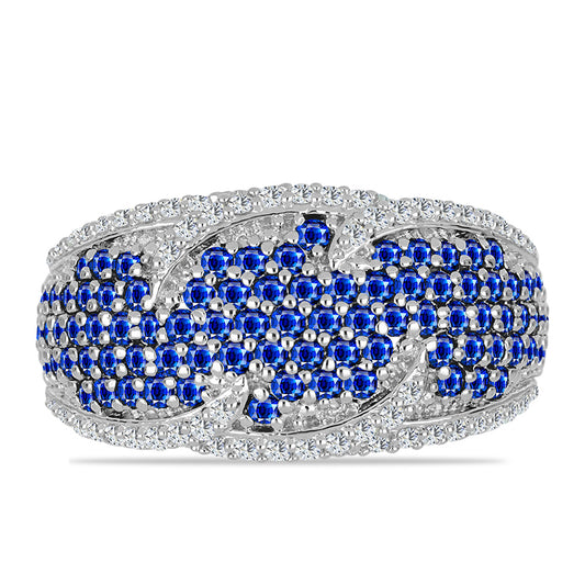 Anillo de Plata con Zafiro Azul Australiano y Topacio Blanco