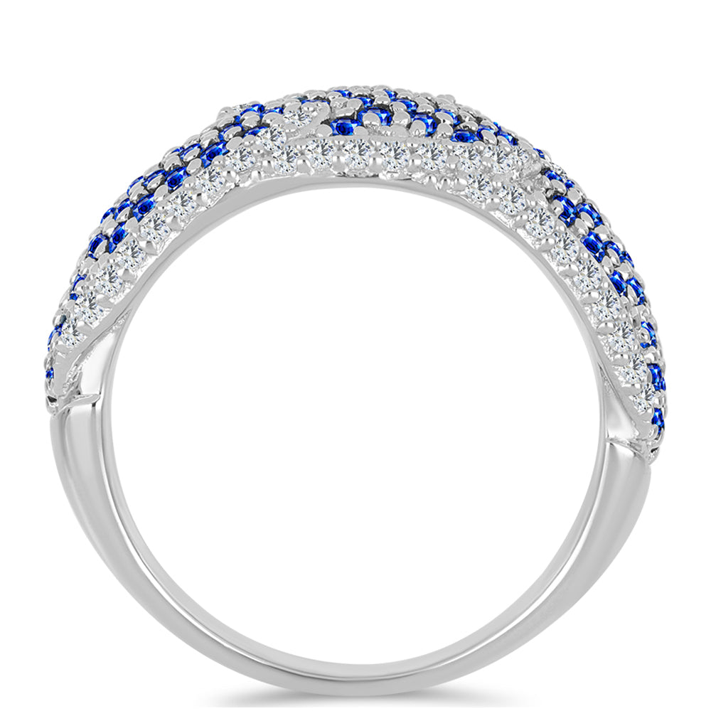 Anillo de Plata con Zafiro Azul Australiano y Topacio Blanco