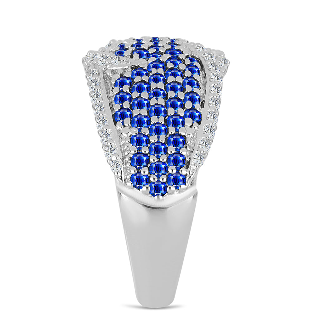 Anillo de Plata con Zafiro Azul Australiano y Topacio Blanco