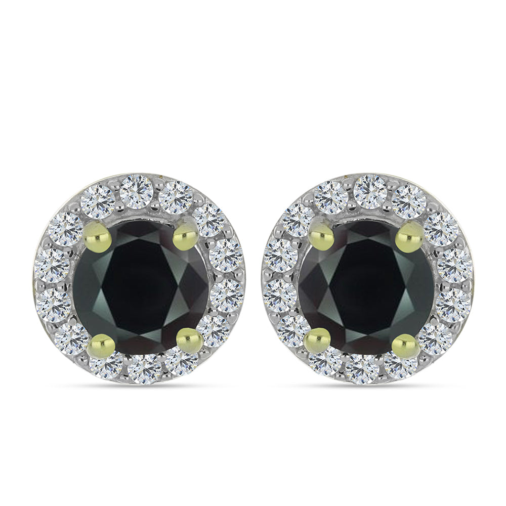 Pendientes de Plata Bañada en Oro con Obsidiana y Topacio Blanco