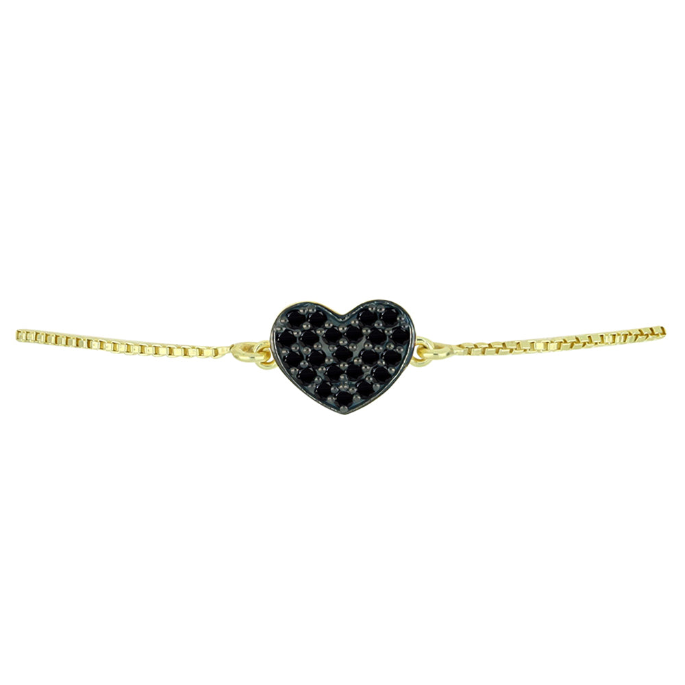 Pulsera de Plata Bañada en Oro con Obsidiana 2 