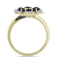 Anillo de Plata Bañada en Oro con Obsidiana y Topacio Blanco