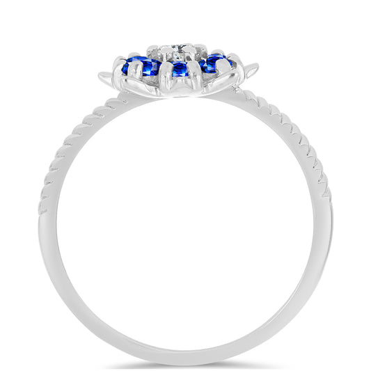 Anillo de Plata con Zafiro Azul Australiano y Topacio Blanco