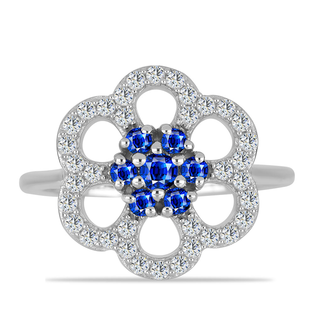 Anillo de Plata con Zafiro Azul Australiano y Topacio Blanco 1 