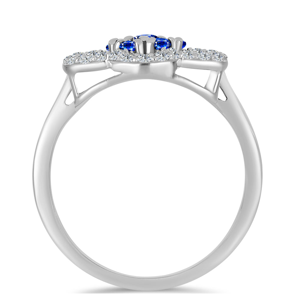Anillo de Plata con Zafiro Azul Australiano y Topacio Blanco