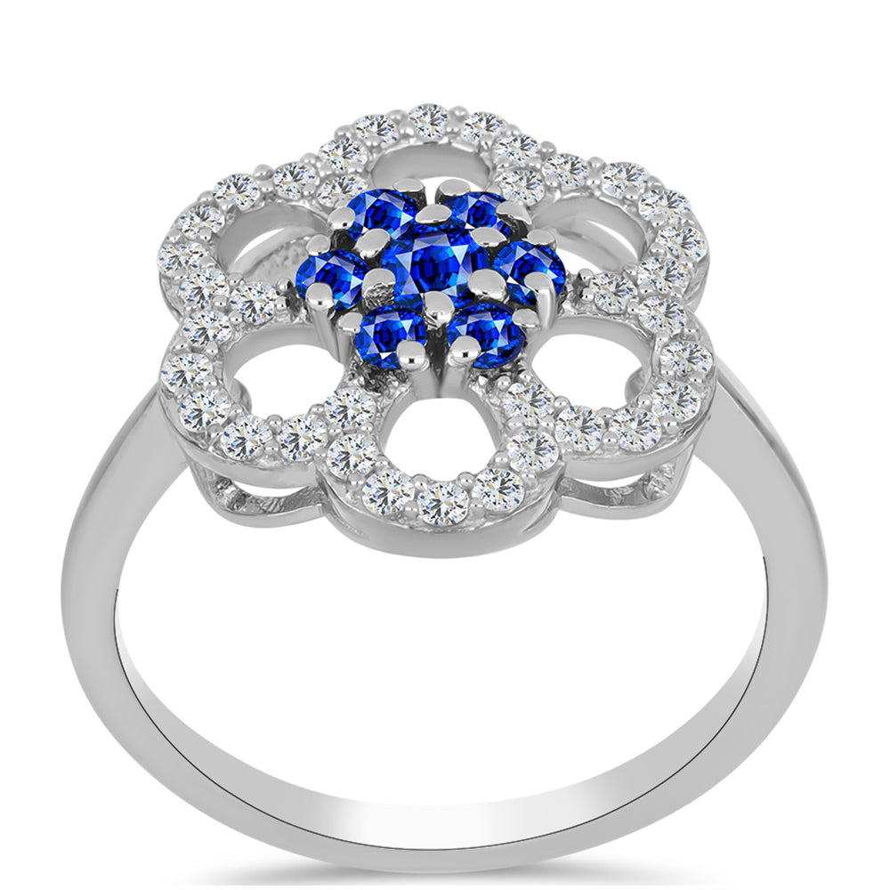 Anillo de Plata con Zafiro Azul Australiano y Topacio Blanco