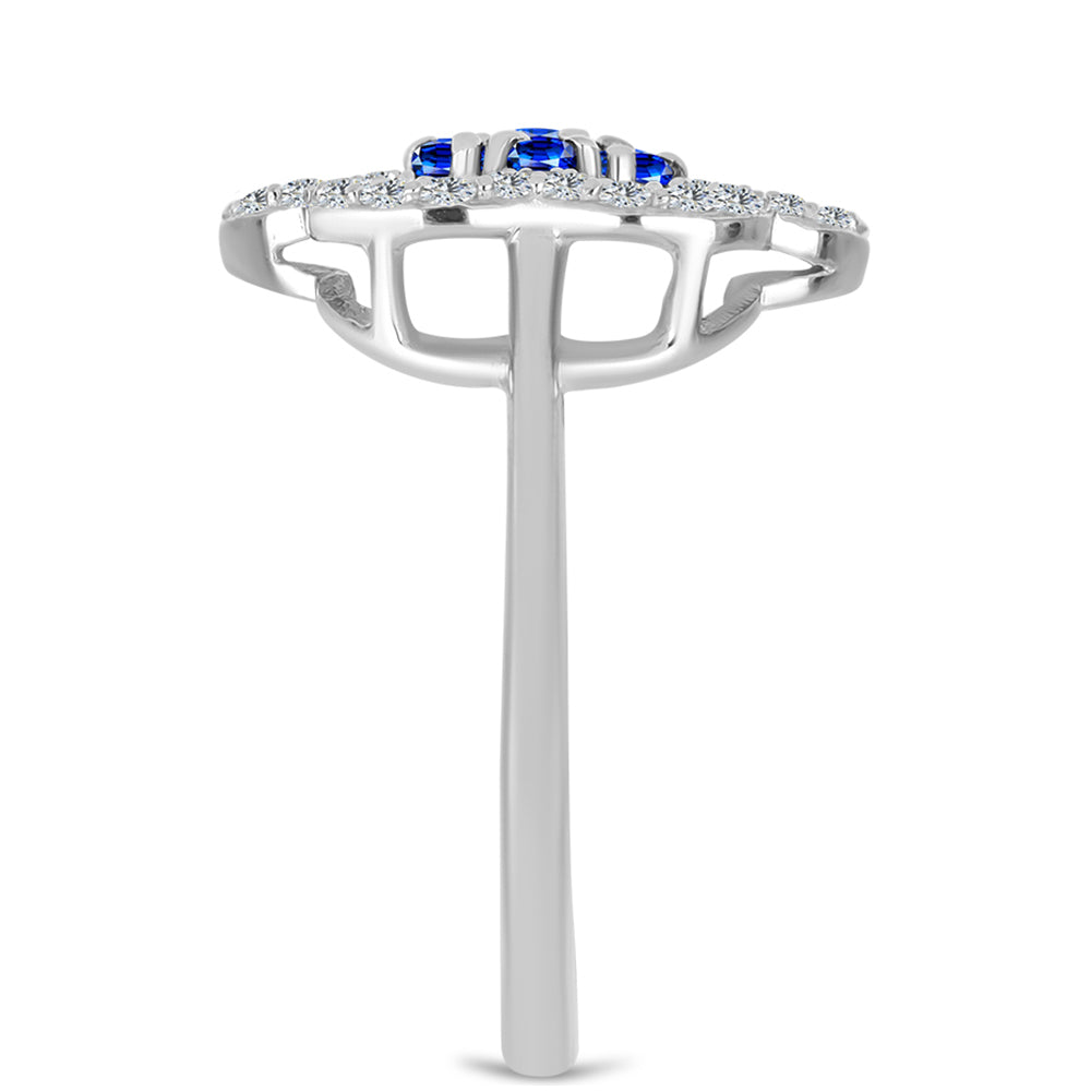 Anillo de Plata con Zafiro Azul Australiano y Topacio Blanco