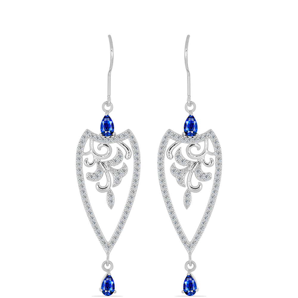 Pendientes de Plata con Zafiro Azul Australiano y Topacio Blanco