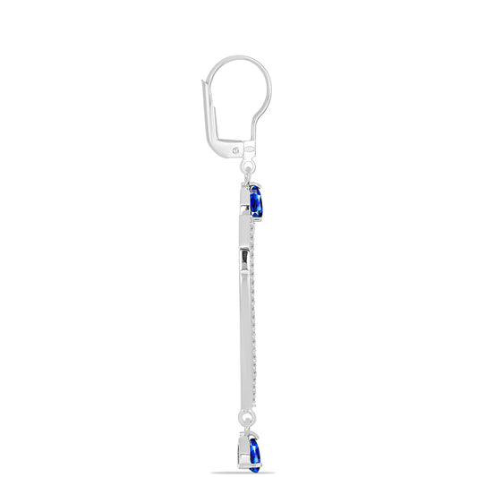 Pendientes de Plata con Zafiro Azul Australiano y Topacio Blanco