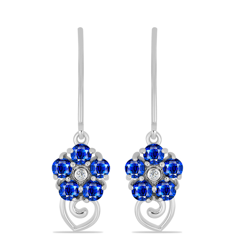 Pendientes de Plata con Zafiro Azul Australiano y Topacio Blanco