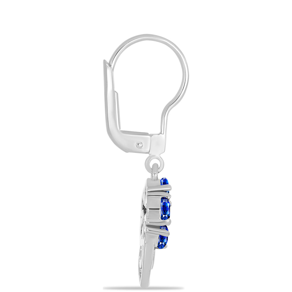 Pendientes de Plata con Zafiro Azul Australiano y Topacio Blanco 2 
