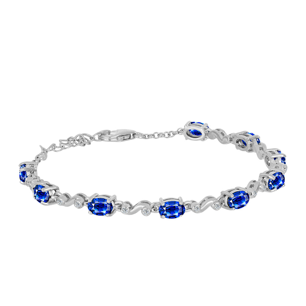 Pulsera de Plata con Zafiro Azul Australiano y Topacio Blanco 1 