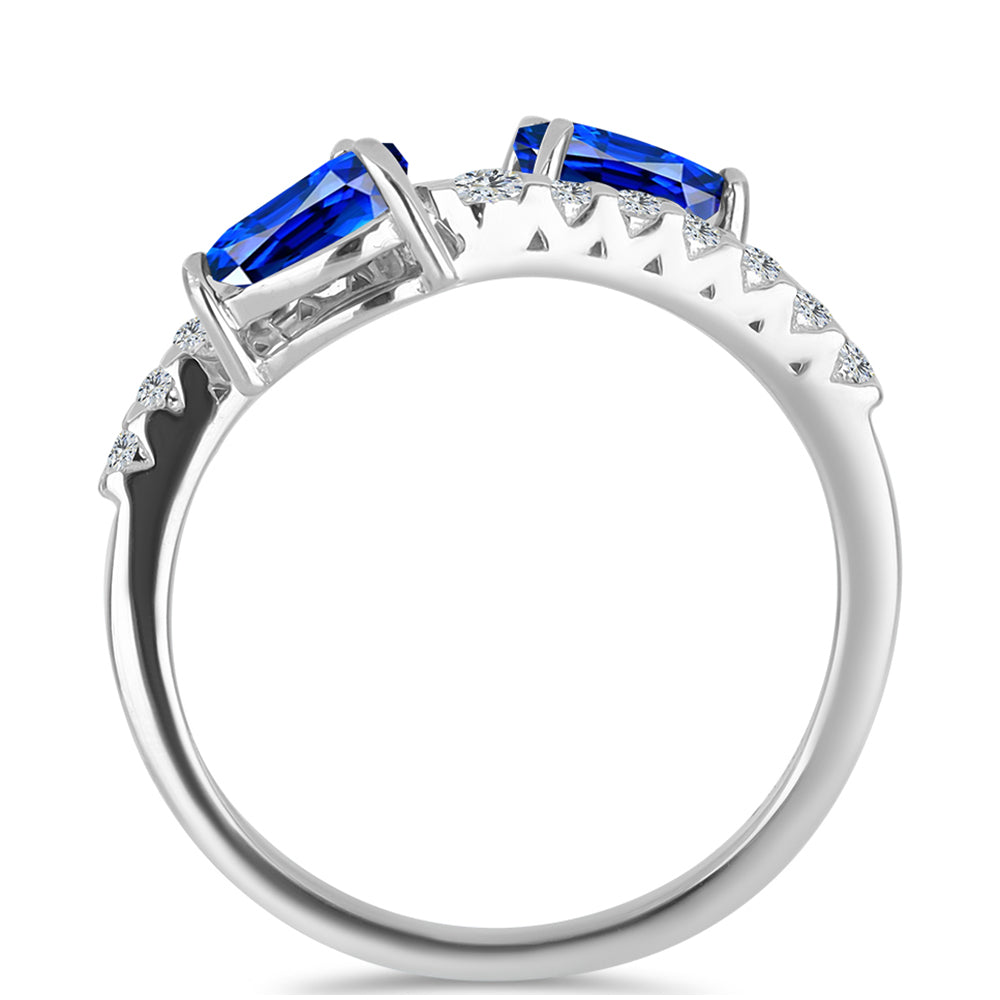 Anillo de Plata con Zafiro Azul Australiano y Topacio Blanco 2 