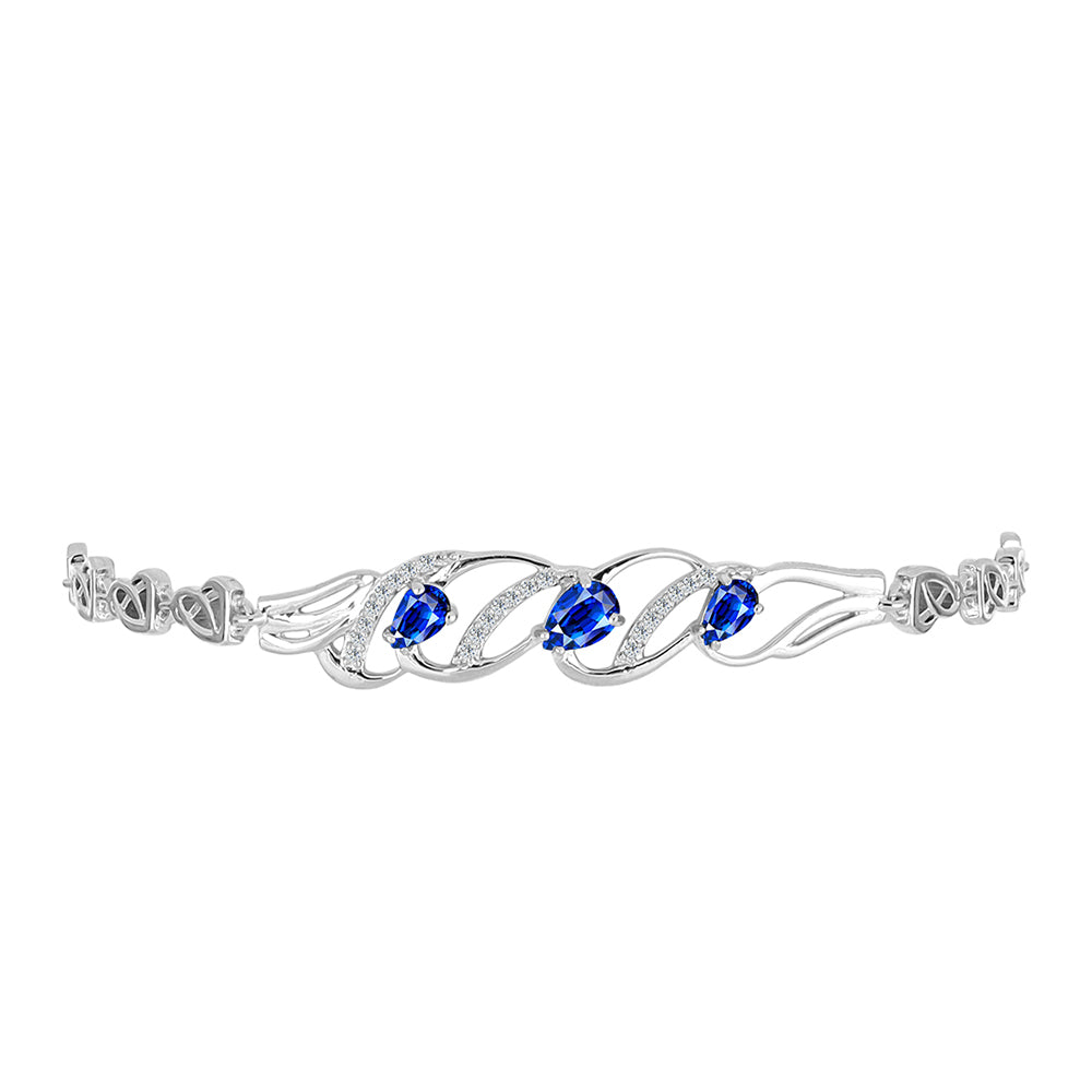 Pulsera de Plata con Zafiro Azul Australiano y Topacio Blanco 2 