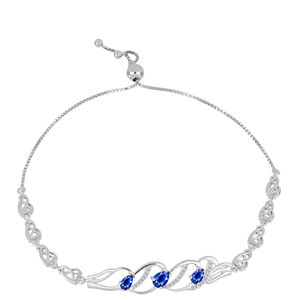 Pulsera de Plata con Zafiro Azul Australiano y Topacio Blanco 1 