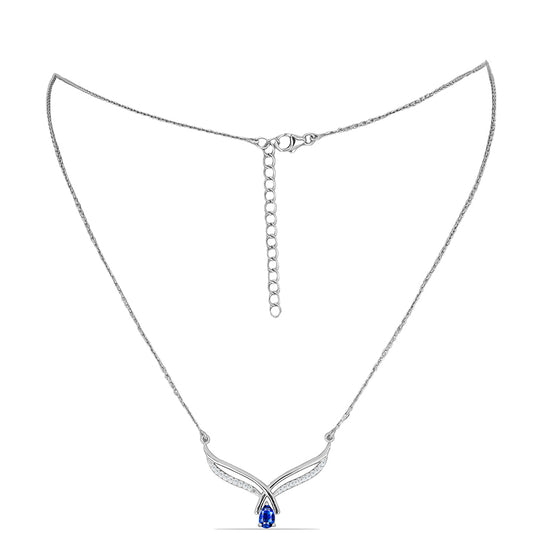Collar de Plata con Zafiro Azul Australiano y Topacio Blanco