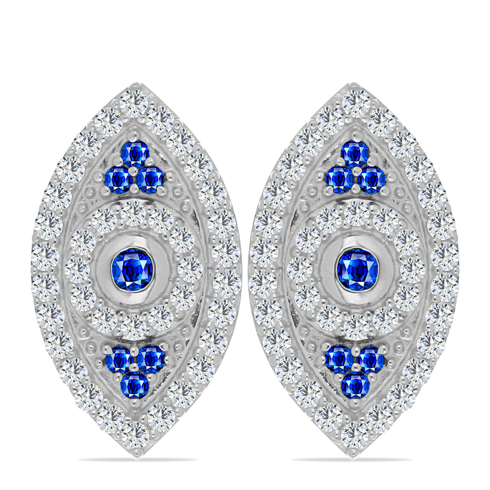 Pendientes de Plata con Zafiro Azul Australiano y Topacio Blanco