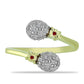 Anillo de Plata Bañada en Oro con Diamante Rojo y Diamante blanco