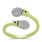 Anillo de Plata Bañada en Oro con Diamante Rojo y Diamante blanco