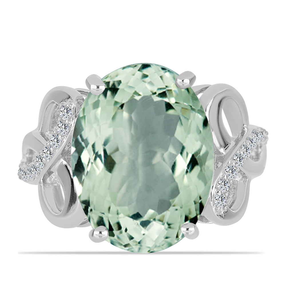 Anillo de Plata con Amatista Verde y Topacio Blanco 1 