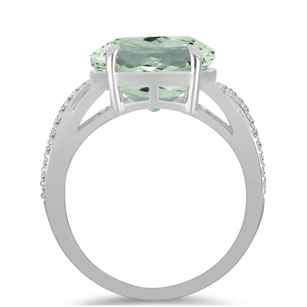 Anillo de Plata con Amatista Verde y Topacio Blanco 2 