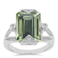 Anillo de Plata con Amatista Verde y Topacio Blanco
