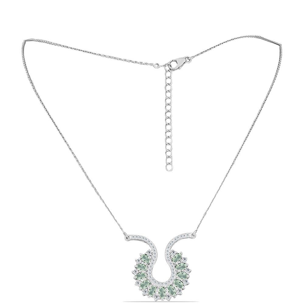 Collar de Plata con Amatista Verde y Topacio Blanco 1 
