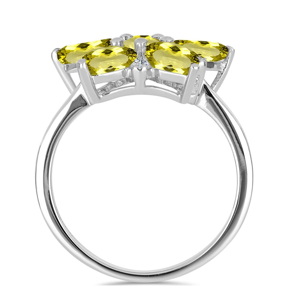 Anillo de Plata con Topacio Limón y Topacio Blanco 2 