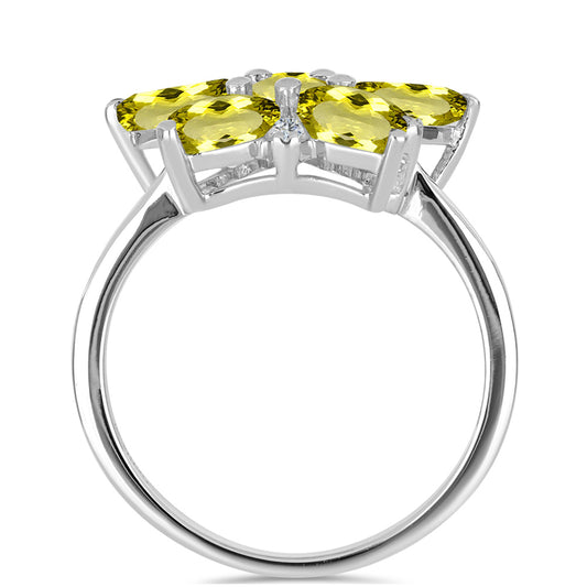 Anillo de Plata con Topacio Limón y Topacio Blanco