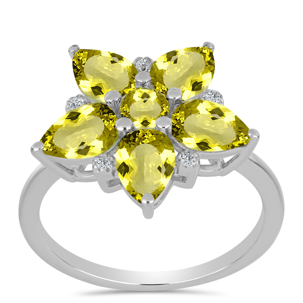 Anillo de Plata con Topacio Limón y Topacio Blanco 3 
