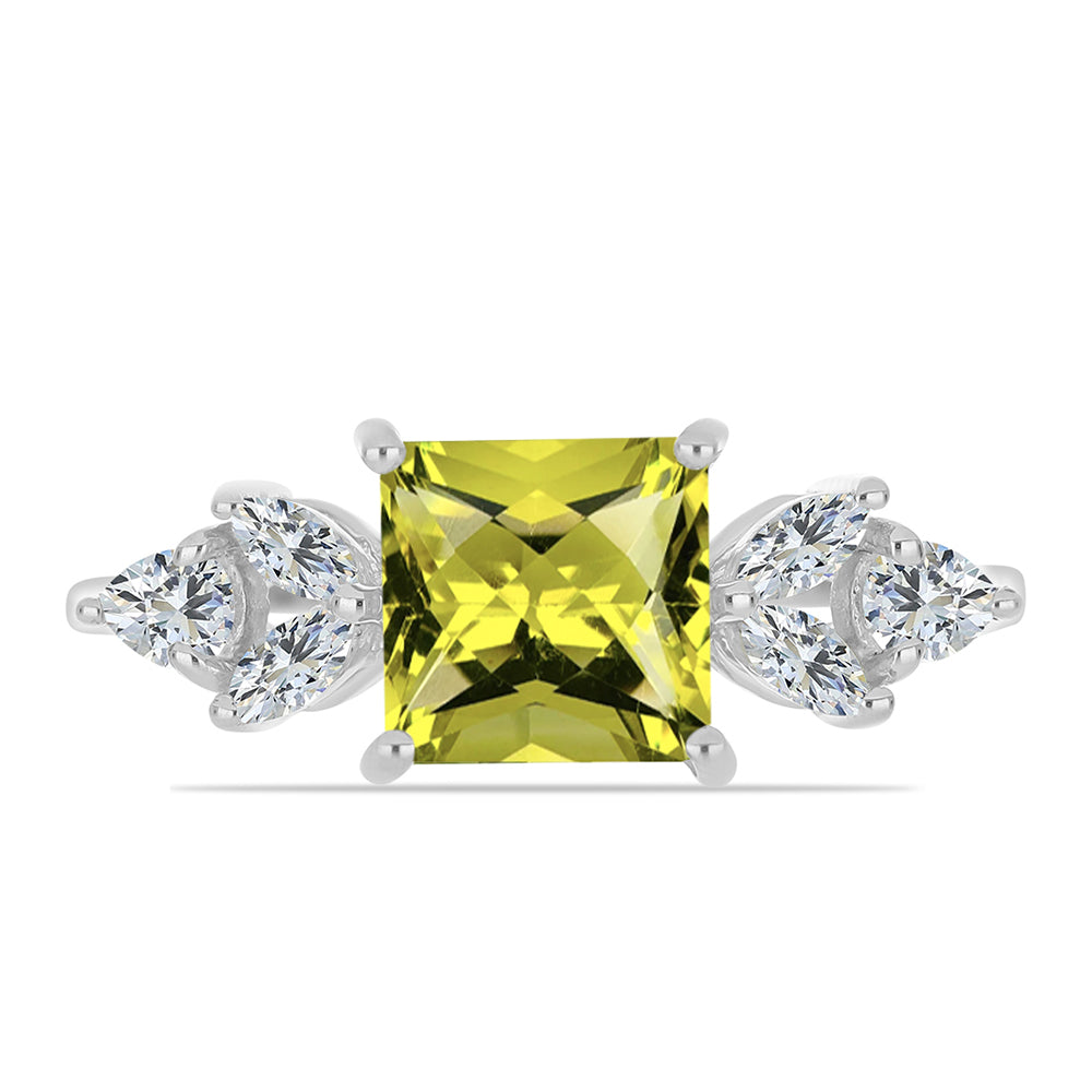 Anillo de Plata con Topacio Limón y Topacio Blanco