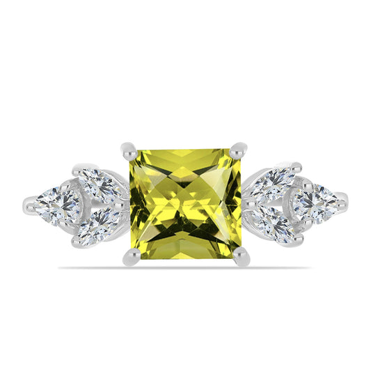 Anillo de Plata con Topacio Limón y Topacio Blanco