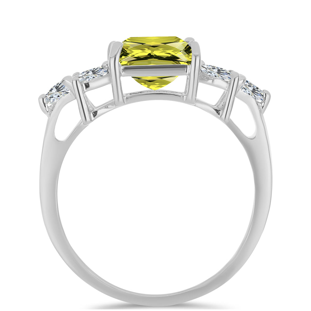 Anillo de Plata con Topacio Limón y Topacio Blanco 2 