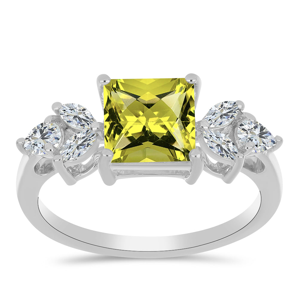 Anillo de Plata con Topacio Limón y Topacio Blanco