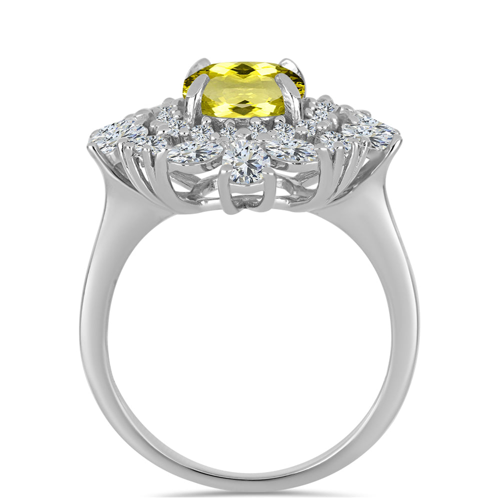 Anillo de Plata con Topacio Limón y Topacio Blanco 2 