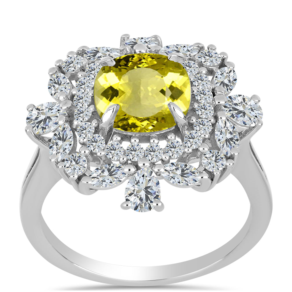 Anillo de Plata con Topacio Limón y Topacio Blanco 3 