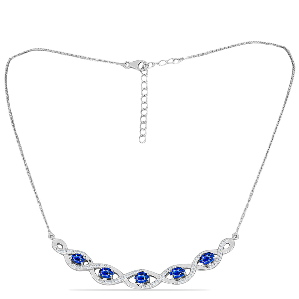 Collar de Plata con Zafiro Azul Australiano y Topacio Blanco 1 