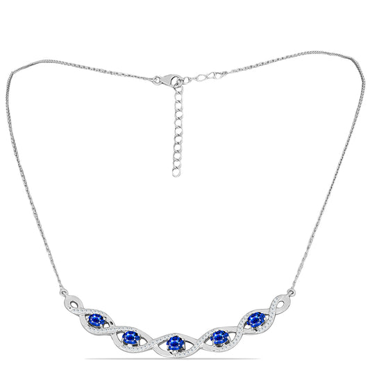 Collar de Plata con Zafiro Azul Australiano y Topacio Blanco