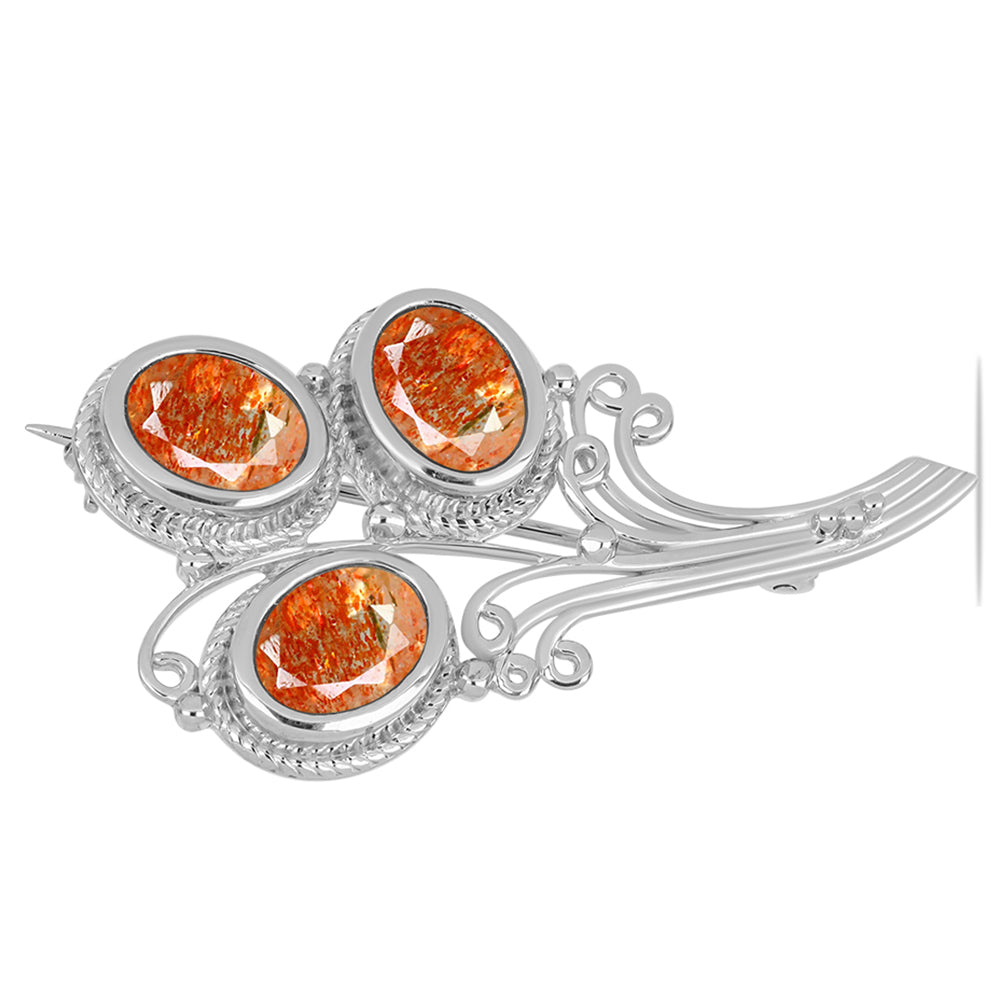 Broche de Plata con Piedra Solar de Oregon 1 