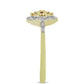 Anillo de Plata Bañada en Oro con Diamante Rojo y Diamante blanco