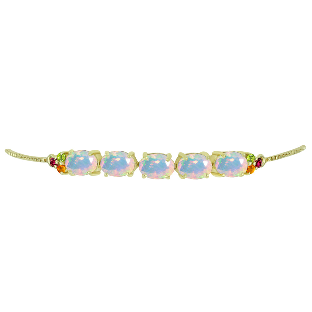Pulsera de Plata Bañada en Oro con Ópalo Welo y Chakra Turmalina 2 