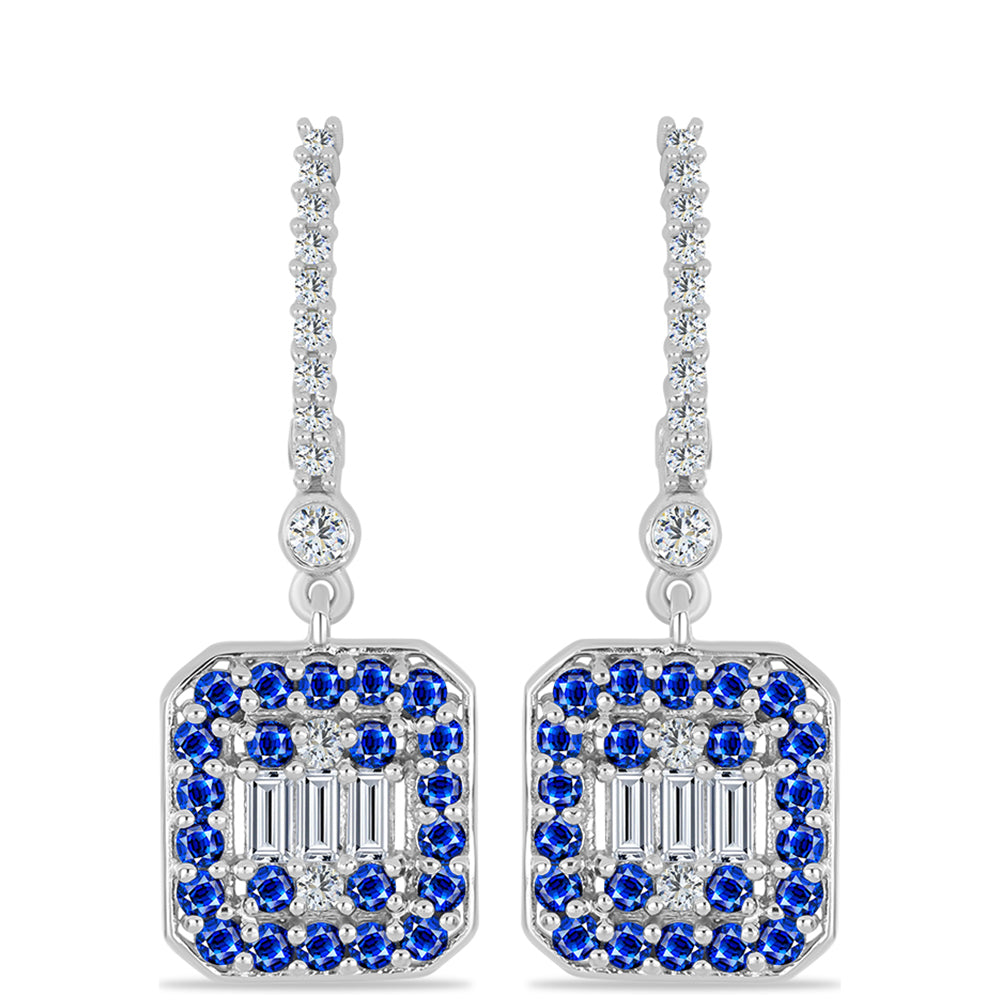 Pendientes de Plata con Zafiro Azul Australiano y Topacio Blanco