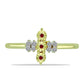 Anillo de Plata Bañada en Oro con Diamante Rojo y Diamante blanco