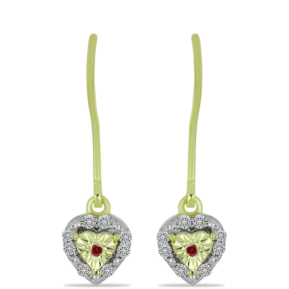 Pendientes de Plata Bañada en Oro con Diamante Rojo y Diamante blanco 1 